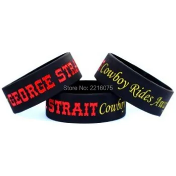 

300pcs One Inch George Strait Cowboy Rides Away Concert Tour wristband silicone bracelets free shipping by DHL express