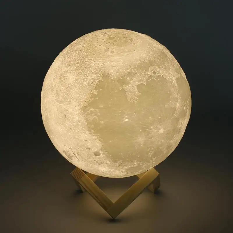 

3D Print Moon Night Light Dimmable LED Night Lights 8cm-20cm Rechargeable Moon Lamp 3 Color Change Touch Switch