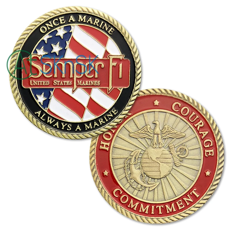 1pc S Sampel Korps Marinir As Tantangan Koin Semper Fidelis Sekali