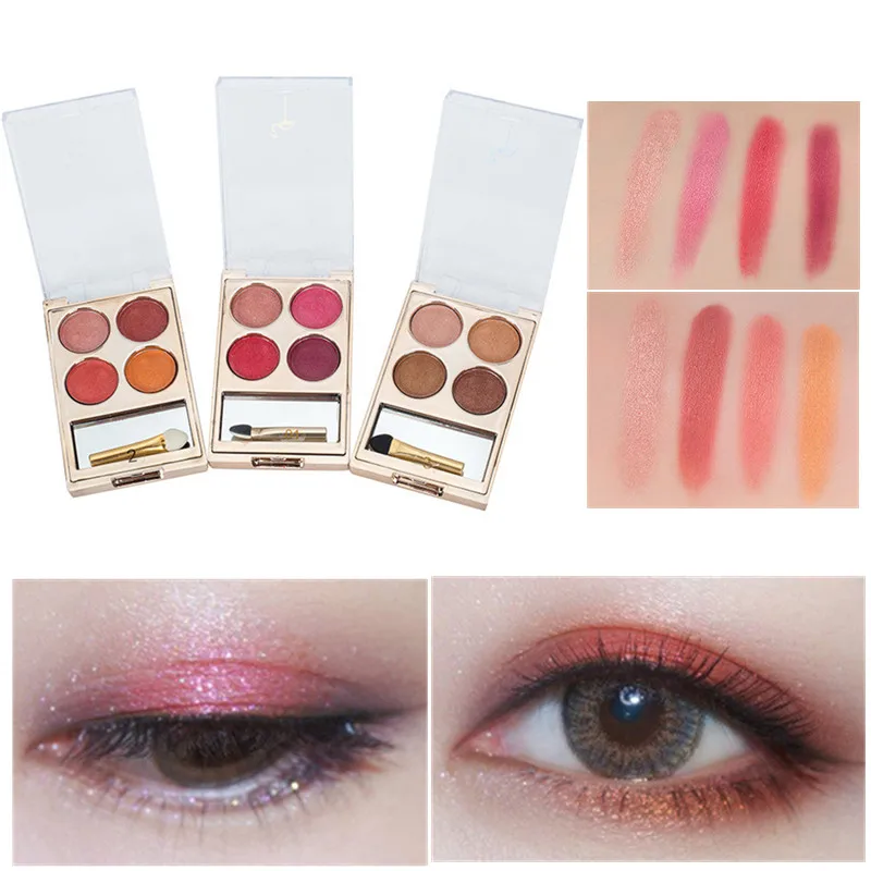 

4Color Eyeshadow Palette Shimmer Glitter Eye Shadow Pigment Cosmetic Easy to Wear Long Lasting Eyeshadow Tint Beauty Eye Makeup