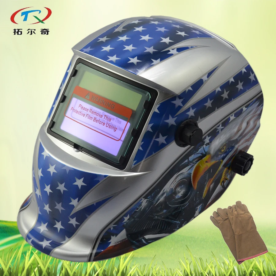 Автоматического сварщик маску с перчаткой авто затемнение солнечной и батарея li сварки шлем МИГ TIG оборудования аксессуар HD74 (2233FF) Y