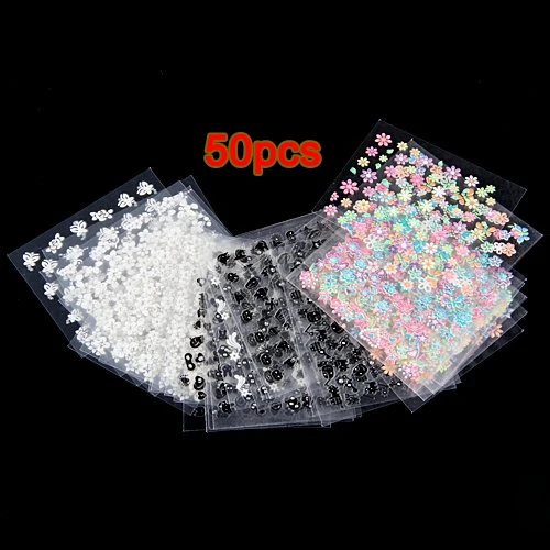 

50 Sheets MIX Finger Toe Nail Art Decoration Flower Sticker Decal DIY