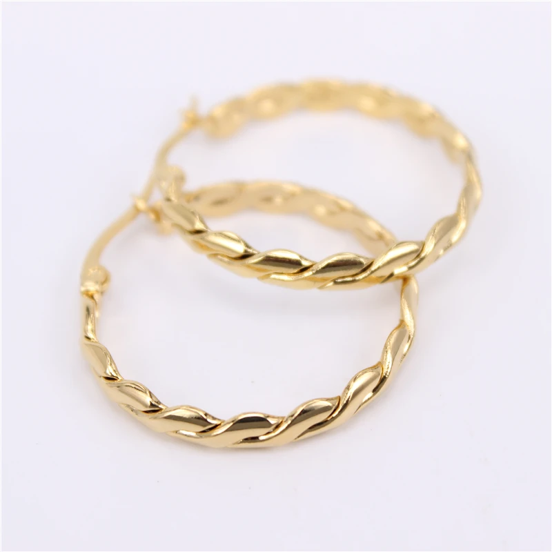 MGUB new design stainless steel fashion jewelry gold color round Hoop earrings for women LH594