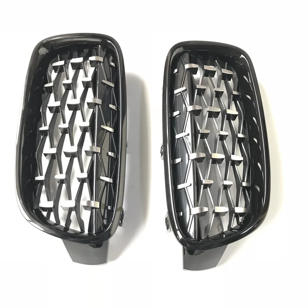 ABS замена передней центральной решетки для BMW 3 серии F30 F35 2012+ черная/Серебристая Алмазная решетка переднего бампера гриль - Цвет: Half Silver