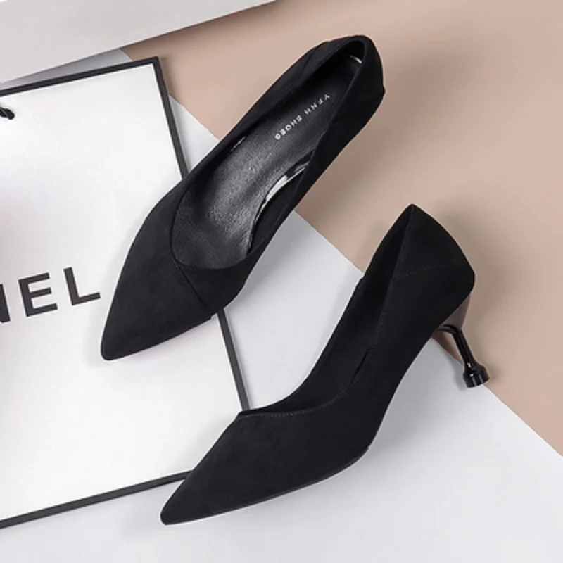 High heel stiletto new suede pointed head with fashion women's shoes