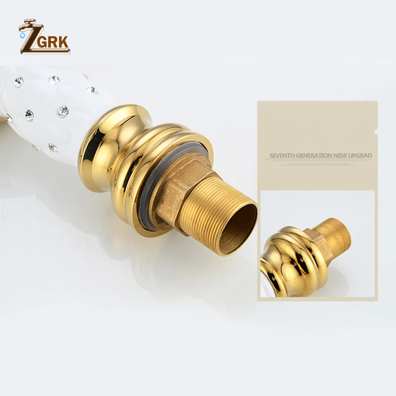 Online ZGRK Becken Armaturen Goldene Waschbecken Wasserhahn Kreative Design Kristall Deck Montiert Warmen und Kalten Wasser Einzigen Loch Mischbatterien