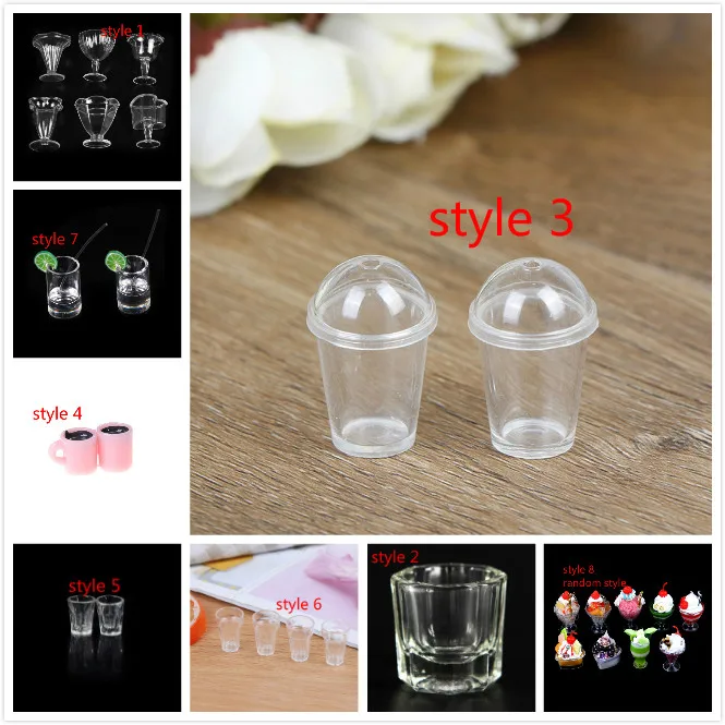 

1/2/4/6Pcs/Lot 1:12 Dollhouse mini milk tea cup with straw simulation drink Food Drink Beverage Toy Decoration model toy