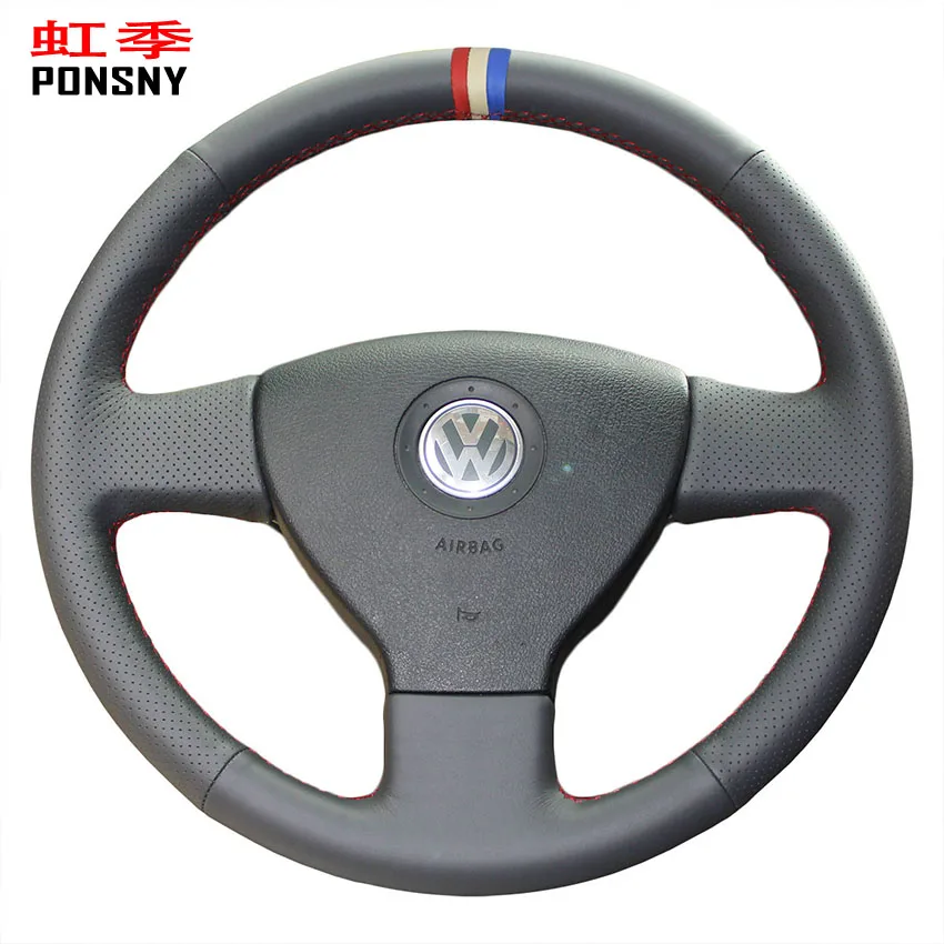 PONSNY Artificial Leather Car Steering Wheel Covers for Volkswagen Old VW Golf Polo Sagitar Lavida 2010 Polo Black PONSNY Artificial Leather Car Steering Wheel Covers for Volkswagen Old VW Golf Polo Sagitar Lavida 2010 Polo Black