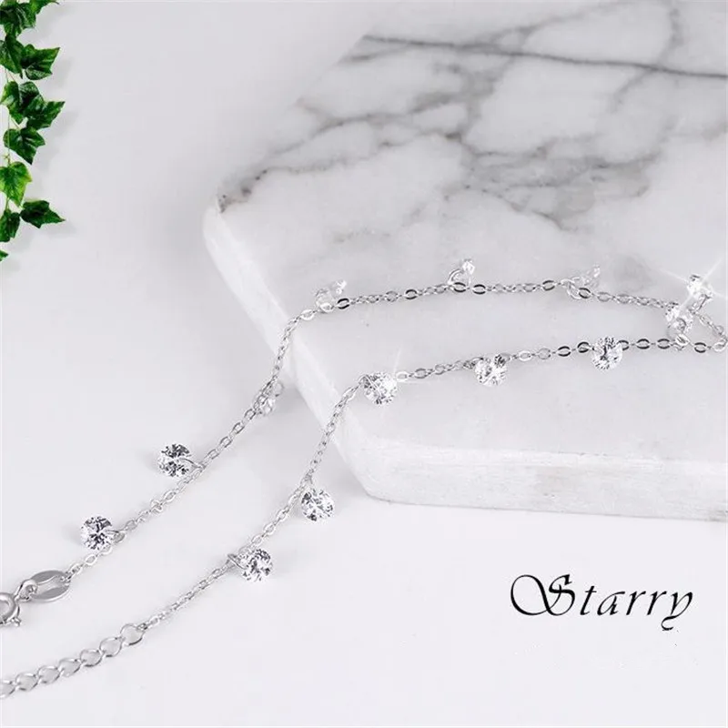 

high quality 4mm AAAAA shine Cubic Zircon stone charm rolo chain sterling silver s925 bracelet