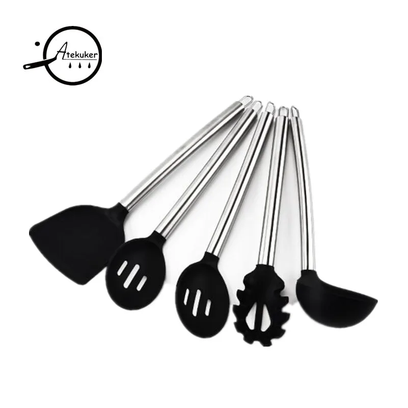 Atekuker 12Pcs Kitchen Utensils Cooking Ladle Spoon Slotted Turner Egg Beater Food Clip Spaghetti Tool Bottle Opener Kitchenware