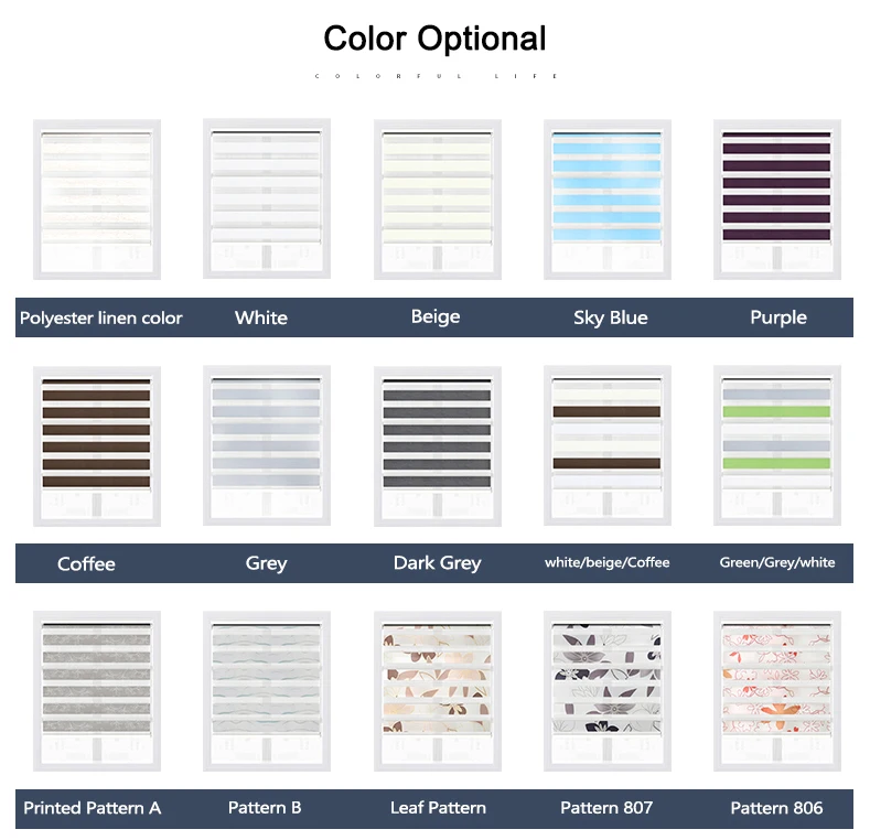 Sistema de Valance de la cáscara transparente Zebra persianas doble capa de luz sombra ventana persianas enrollables para sala de estar Estudio de dormitorio Sistema de Valance de la cáscara transparente Zebra persianas doble capa de luz sombra ventana persianas enrollables para sala de estar Estudio de dormitorio