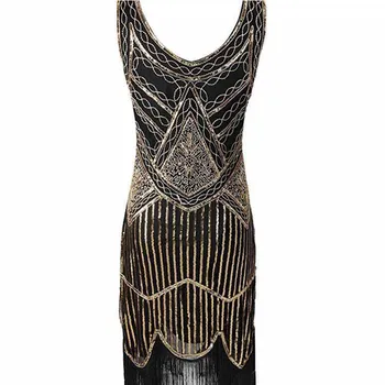 

Explosion Models 1920 Retro Sequins Fringed Dress Skirt Beaded Tassels High-End Banquet Latin Dance Dress DQY10700