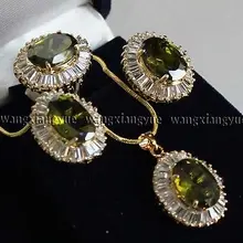 Слово Fine перидотовые серьги/Кольцо/ожерелье кулон набор часы Чокеры Оптом комплекты украшений для женщин аниме кристалл