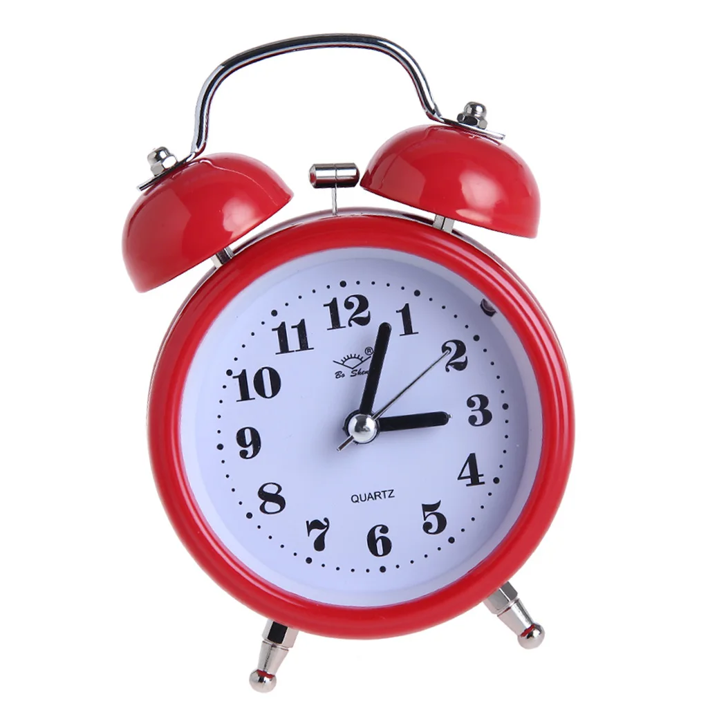  Silent Double Twin Bell Metal Alarm Clock Snooze Table Desk Bedside Clock 3