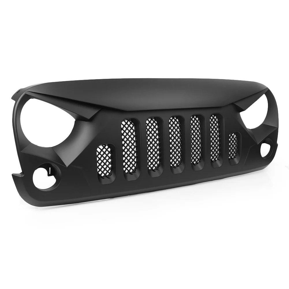 Передняя решетка сетки для Jeep Wrangler JK 2007 2008 2009 2010 2011 2012 2013 черный глянец