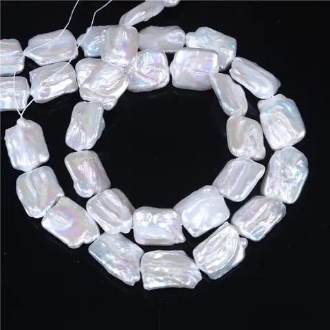 Pérolas de Água Atacado Natural Branco Grande Irregular Praça Pérola Doce Solta 15 ”13-18mm aa