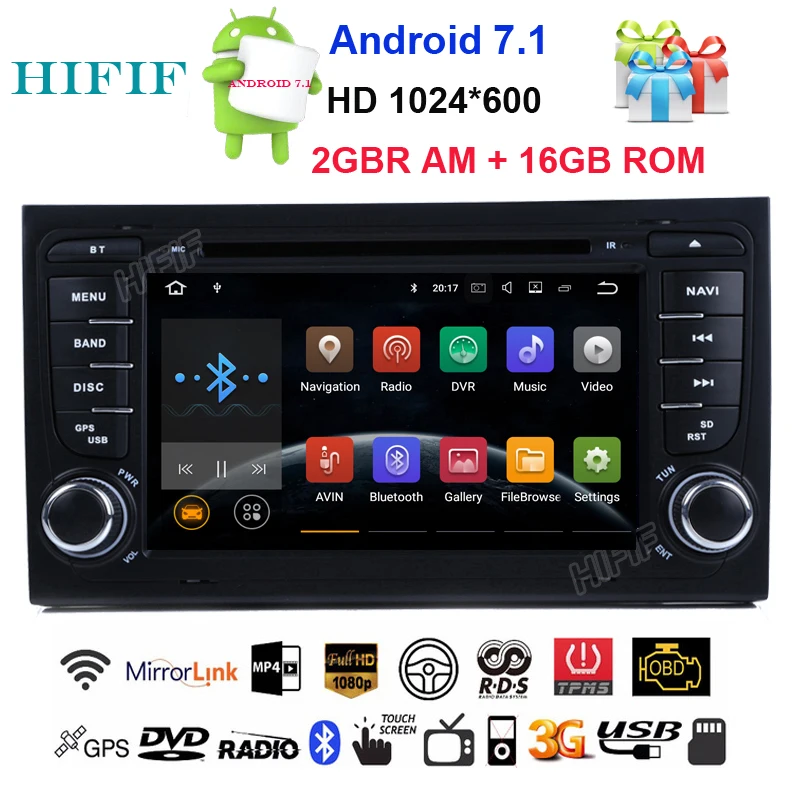 

HIFIF Quad Core Android 7.1.2 Car DVD Player For Audi A4 2003-2008 Touchscreen Audio Bluetooth In Dash Car Stereo GPS Navigation