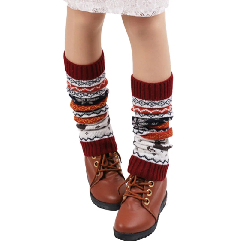 Женские зимние теплые вязаные гетры с рождественским оленем носки|boot socks|leg warmers