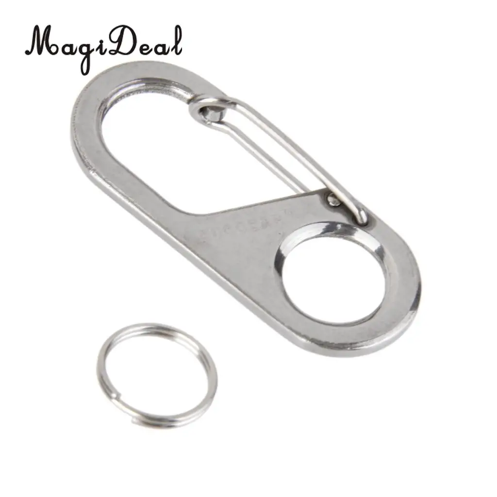 MagiDeal Lightweight Stainless Steel Figure 8 Shape Carabiner& Keyring for Outdoor Camping Fishing Traveling Supplies Silver