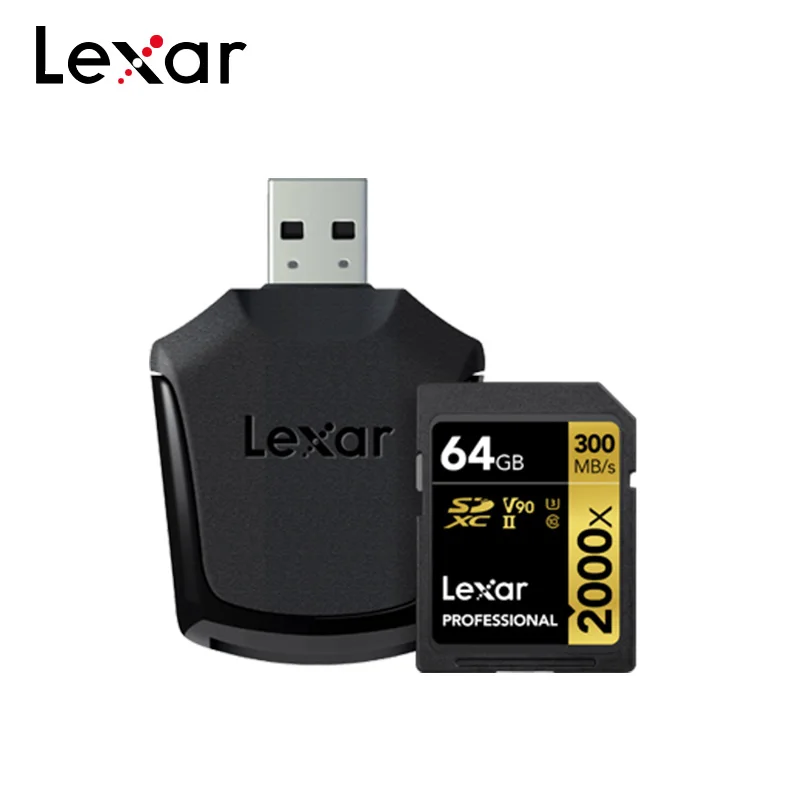 

Lexar Professional SD Card 32GB 64GB 128GB With Reader 2000x Memory Card 300MB/s Flash Card SDHC SDXC C10 For 4K Video Camera