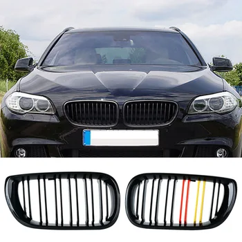 

Car Front Center Grills Double Line Kidney Grille For BMW 3-Series E46 Touring 2002-2005 Facelift German Flag Style