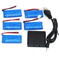 RC Lipo Батарея 5 шт. 3.7 В 500 мАч 25c обновления Батарея и X5 USB Зарядное устройство для Hubsan H107L H107C h107D x5c x5sc JXD385 Радиоуправляемый Дрон