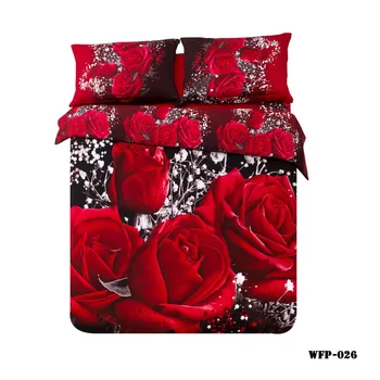 

(3-7 piece) 100% Organic Cotton 3D black and red rose king bedding sets duvet cover king size edredon roupa de cama bed linen