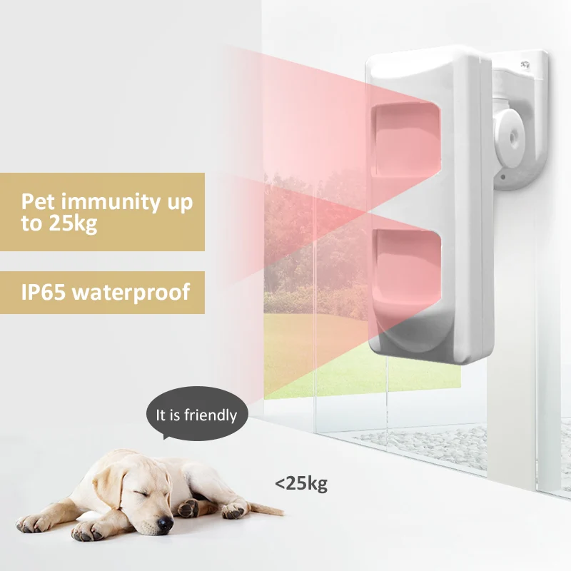 2pcs Wide Angle/Curtain/Pet Friendly Dual PIR Sensor Outdoor PIR Microwave Detectors Waterproof for Wired Alarm System