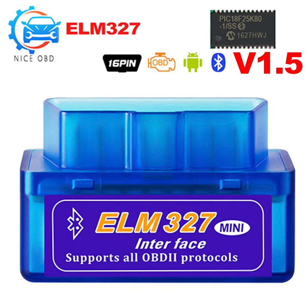 

Chip PIC18F25k80 Super Mini OBD2 ELM327 V1.5 Bluetooth Diagnostic Tool v 1.5 obd2elm 327 Works on Android Torque PIC Code Reader