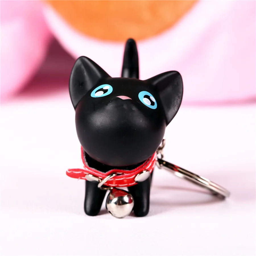 

QOONG High-quality Lovely Cat Key Chain Lovers' Key Ring Couple Keychain Women Girl Keyring Bag Charms Pendant 26-004