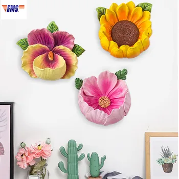 

European Style Simulation Stereoscopic Flower Resin Storage Basket Wall Painting Creative Vestibule Wall Art Decorations X1121