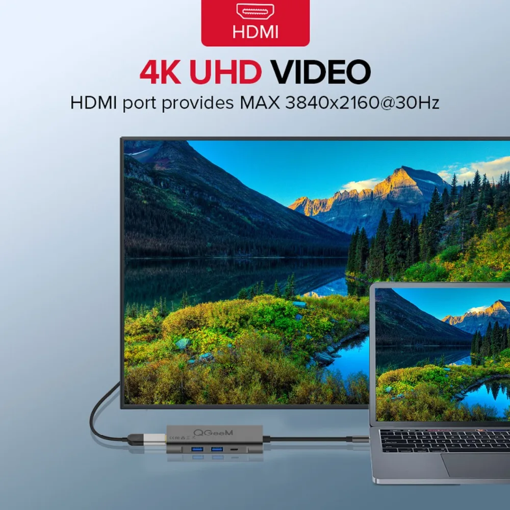 QGeeM 7в1 USB C Hub Huawei P20 Mate 20 Pro Type до 3.0Hub HDMI кардридер Thunderbolt3 адаптер для MacBook Pro|USB-хабы| |