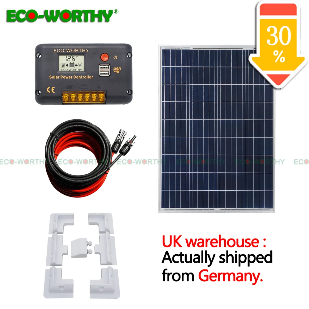 

100W poly Solar Panel Kit 12V 10A Charger LCD Controller & Bracket Caravan HOME solar energy system solar cell solar panel