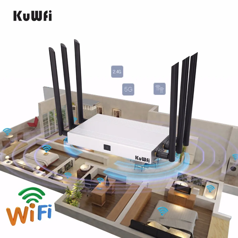 

1200Mbps 11AC Dual Bnad Gigabit Wireless Router Multi Function Through Wall WiFi Repeater AP Router High Gain Support 128 Users