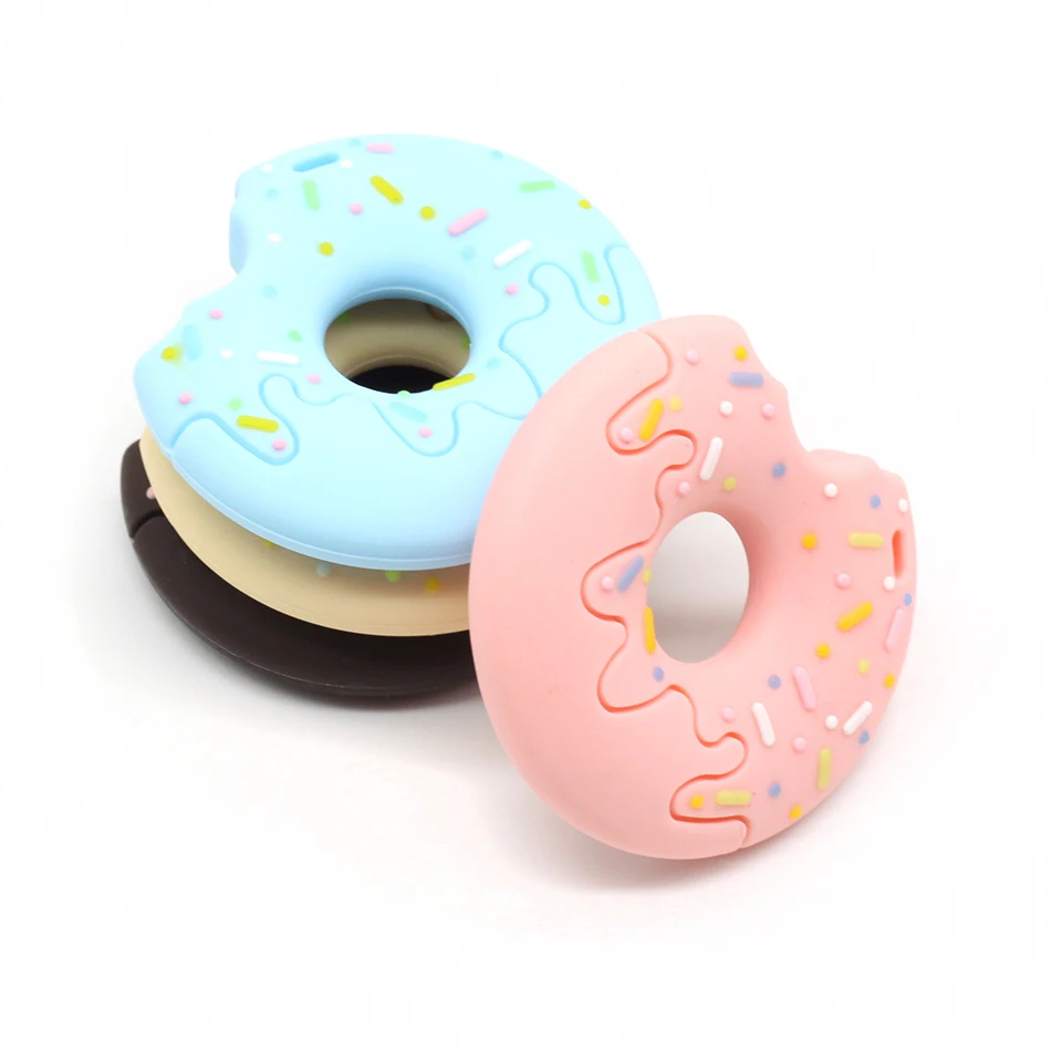 BPA бесплатно пончики силиконовый Прорезыватель для зубов пищевого класса силиконовый Прорезыватель для зубов детские игрушки для ухода за зубами для ожерелья Изготовление ювелирных изделий 1 шт