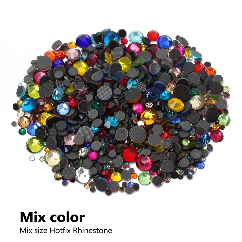 

DMC Mix color Hotfix Rhinestones SS6-SS30 Mix size Rhinestone 2000pcs for rhinestone motif free shipping