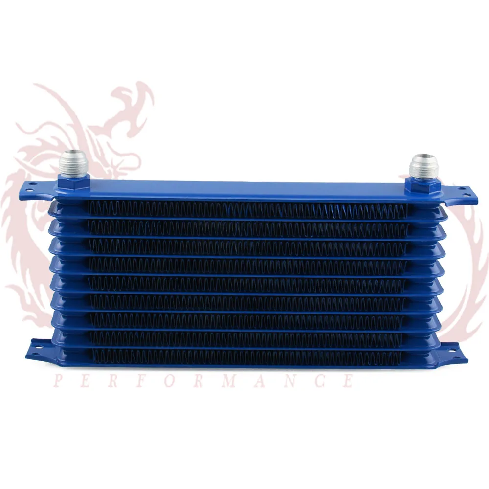 Aluminum 10 Row Oil Cooler Kit AN10 Universal Blue Transmission Oil