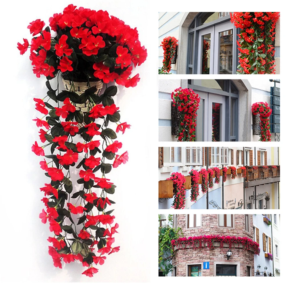 Artificial Violet Flower Wall Simulation Plant Fake Vine for Wedding Home Garden Balcony Wall Floral Decora 1/2Pcs /Lot Artificial Violet Flower Wall Simulation Plant Fake Vine for Wedding Home Garden Balcony Wall Floral Decora 1/2Pcs /Lot