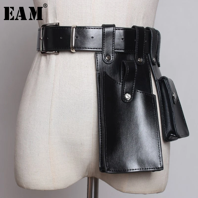[EAM] новая весенне-летняя мини-сумка из искусственной кожи с черной пряжкой оранжевого цвета, индивидуальный длинный ремень, женская модная универсальная сумка JW655