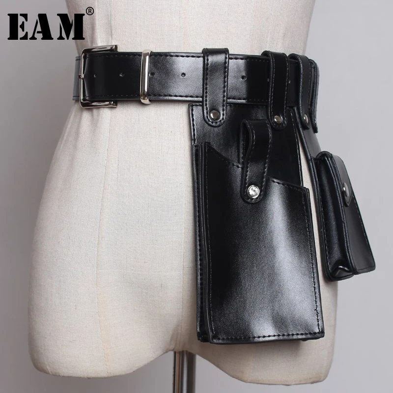 

[EAM] 2019 New Spring Summer Pu Leather Black Buckle Orange Mini-bag Personality Long Belt Women Fashion Tide All-match JW655