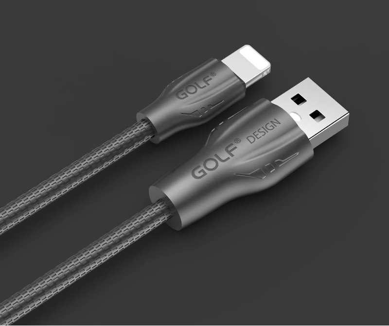 Гольф 1 м Металл спиральная труба 2.4A быстрой зарядки 8-контактный USB синхронизации данных зарядное устройство кабель для iPhone 6 6S 7 8 Plus X 5 5S iPad Air 2 Mini 2 - Цвет: Черный