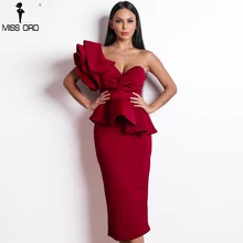 Missord для женщин пикантные облегающее платье с открытыми плечами повязки платья для Женский оборками спинки элегантное платье для клуба TB0020