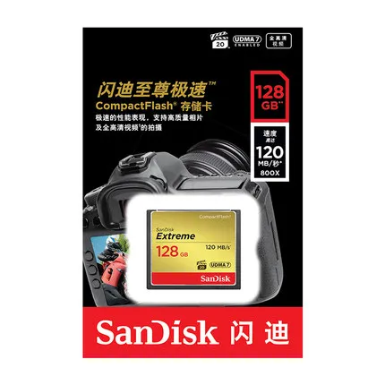 Карта памяти SanDisk Extreme CompactFlash 16GB 32GB CF карта 64GBUDMA-7 800X VPG-20 128GB 120 МБ/с. богатый 4K для камеры(SDCFXS
