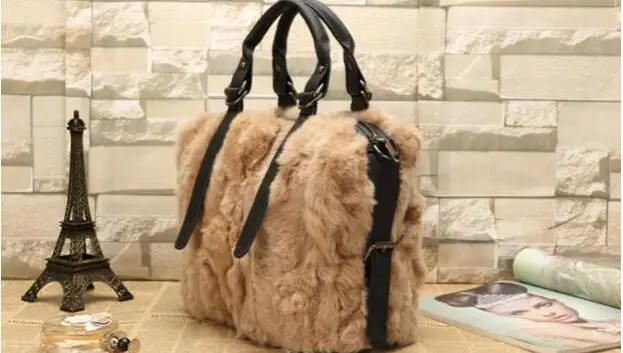 Натуральный кроличий мех женская сумка на плечо модная женская сумка через плечо зимняя сумка