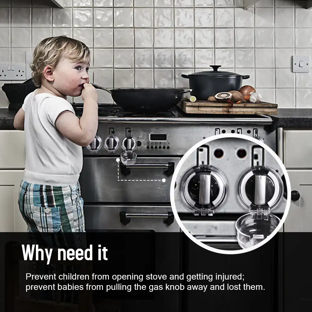 Kitchen Gas Stove Knob Covers 6PCS Kitchen Transparent Gas Stove Knob Covers Oven Knobs Protector Child Safety Locks Gas Cooker Switch Protective Cover for Children