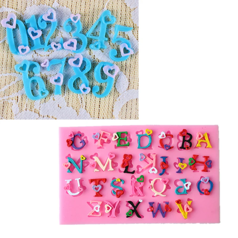 Heart Alphabet Candle Molds Handmade Soap Mold Silicone Letters Mould