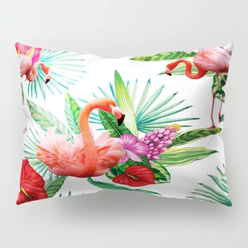 

Nordic Tropical Flamingo Rectangular Pillowcase Striped Pink Polyester Home Decoration Cushion Cover Courtyard Swing Accessories