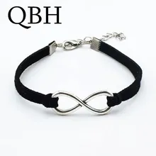 L136 Горячие массивные Посеребренные Браслеты Кожа Бесконечность удача 8 браслеты для женщин Шарм для браслета, украшения, подарки feminina pulseras