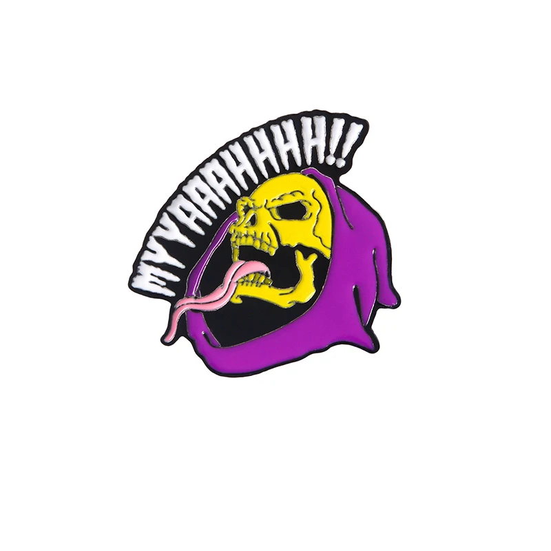 

MYYAAAHHH!! Long Tongue Skeleton Metal Enamel Brooch Purple Robe Death Badge Pin Unique Trendy Backpack Hat Jewelry Accessories