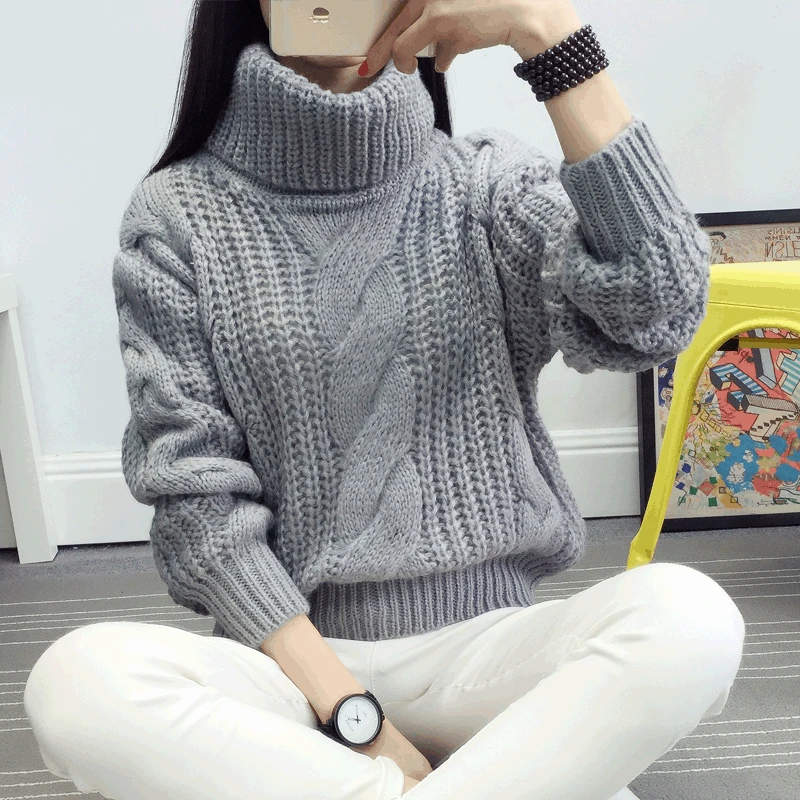 

Women Turtleneck Sweaters Autumn Winter 2018 Pull Jumpers European Casual Twist Warm Sweaters Female Oversized Sweater